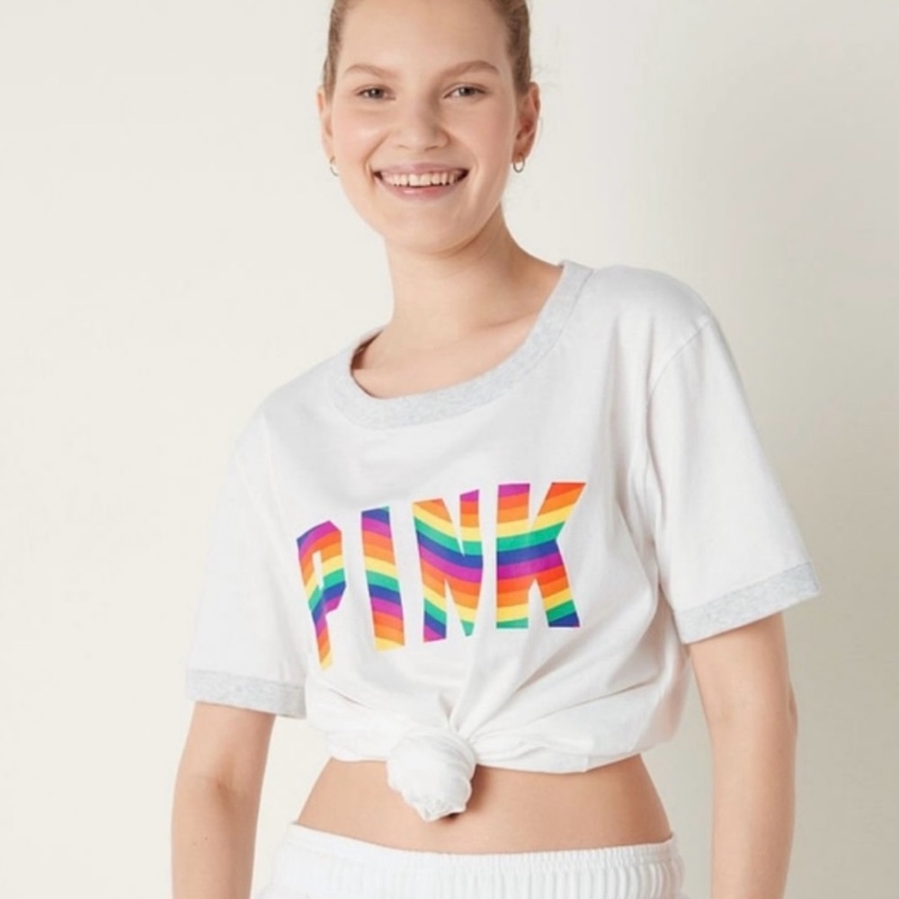 VS PINK Rainbow Short Sleeve
